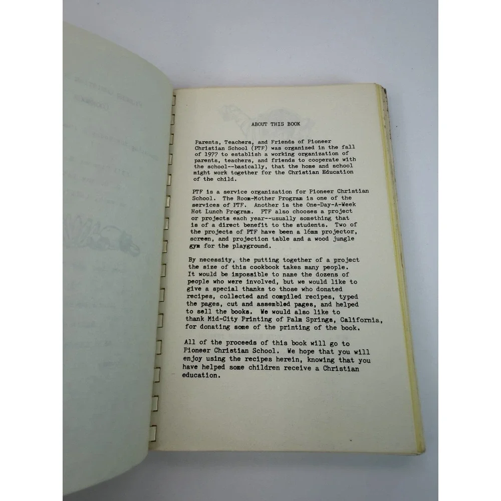 Local Cookbook Pioneer Christian School Downey California Vintage Recipes